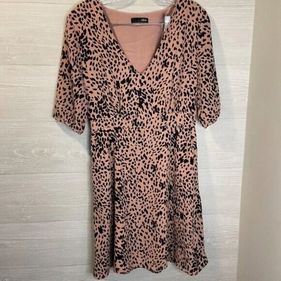 Aqua Women's Leopard Print V-Neck Party Dress Pink‎ - Picture 4 of 8